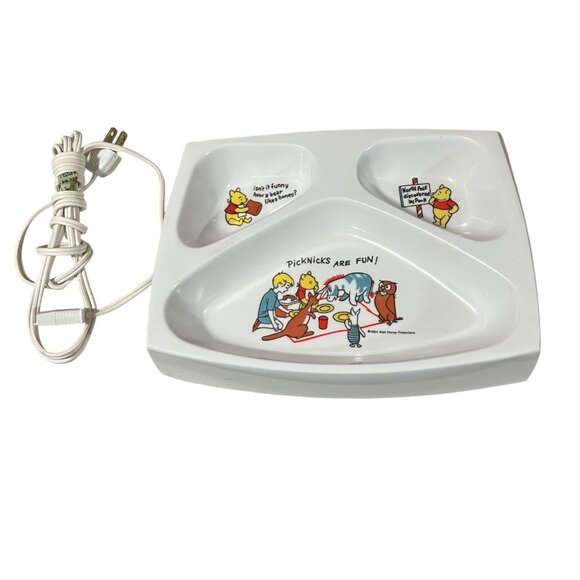 Vintage 1964 Disney Winnie The Pooh Electric Warming Plate With Divider Sections - Picture 1 of 9
